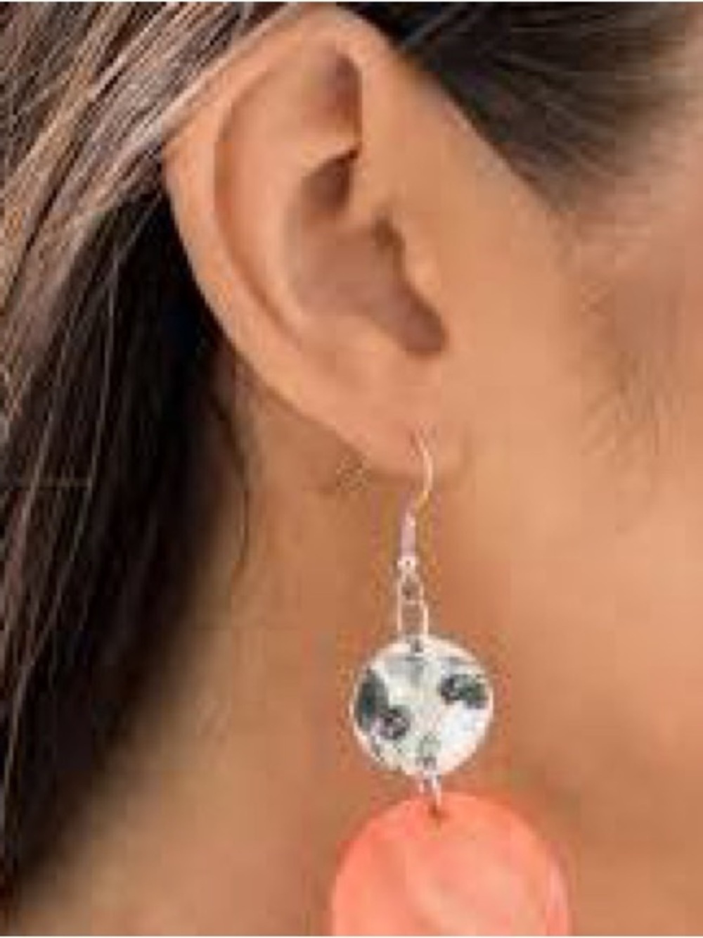 Silver & Coral Dangle Earrings – Boho Statement Jewelry